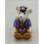 Royal Crown Derby School boy teddy. Gold stopper