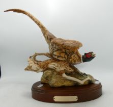 Large Beswick Figure of Pheasant Open Ground on Wood Plinth, height 30cm