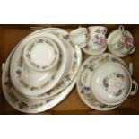 A collection f Royal Doulton Tavenna patterned dinnerware together with Crown Staffordshire floral