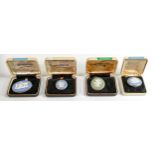 Group of four Wedgwood sterling silver mounted large brooches: Measuring 32mm, 39mm & 52mm wide (4)