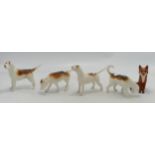 Four Beswick Fox Hounds & seated Fox(5)