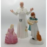 Royal Doulton character figures: Pope John Paul II HN2888 (seconds), Save Some for me HN2959 and