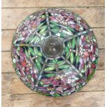 Tiffany style leaded and stained glass ceiling lamp decorated with flowers , diameter of shade
