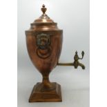 Copper & Brass Early 20th Century Tea Urn, height 37cm, lid damaged