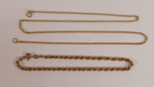 9ct gold chain & bracelet, weight 5.0g.