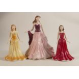 Coalport Ladies of Fashion Figure Happy Birthday 2006 together with Royal Doulton Lady Figures