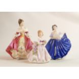 Royal Doulton lady figures Southern Belle HN2229, Elaine HN4718 and similar figure (3)