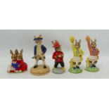 Royal Doulton Bunnykins figures Cheerleader DB142, Cheerleader (yellow colourway), Fireman (