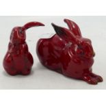 Royal Doulton Flambe Seated Hare & similar Lop Eared Hare(2)