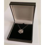 9ct white gold diamond set pendant & 9ct chain. Chain measures 45cm long. Gross weight 4g.