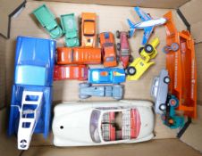 A collection of Vintage Toy Cars including Lesney Guy Warrior Car Transporter, Triang Spot On Ford