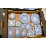 A collection of Wedgwood jasperware to include plates, lidded pots, pin dishes etc