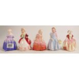 Royal Doulton Lady Figures Rose Hn1368, Dinky Do Hn2708, Marie Hn1370, Valerie Hn2107 & Wendy