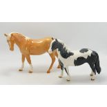 Beswick Palomino Mare Facing Left 976 & Beswick piebald pinto pony 1373( tiny nip to edge of ear)(2)