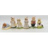 Royal Doulton Brambly Hedge Figures Lord Woodmouse, Lady Woodmouse, Primrose Woodmouse, Mrs Toadflax