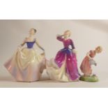 Royal Doulton lady figures Lisa HN2394 (2nds), Melissa HN2467 (2nds) and Mary Mary HN2044 ( glue