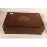 Early 20th Century brass bound writing box. Internals missing. 40cm x 23cm x 13cm