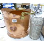 Copper Coal Scuttle & Wire Bound Soda Syphon(2)