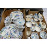 A collection of Masons Ironstone ware in Regency pattern incl plates, bowls, tea set etc (2 trays)