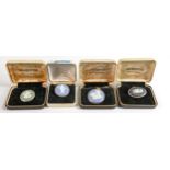 Group of four Wedgwood sterling silver mounted large brooches: Measuring 32mm, 39mm & 41mm wide (4)