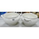Two Large Un-decorated Soup Tureens, height of each 17cm