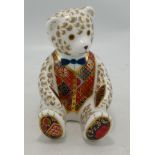 Royal Crown Derby teddy bear paperweight. Gold stopper