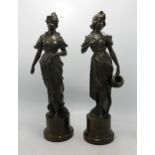 Two Bronzed Cast Metal Figures of Water Carriers, one damaged , height 37cm(2)