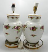 Pair Of Royal Albert Old Country Rose Patterned Lamp Bases, height 29cm(2)