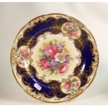 Crown Staffordshire Floral & Gilt Decorated Cabinet Plate, signed J A Bailey, diameter 28cm