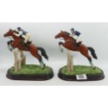 Two Leonardo Collection Jumping Horse & Riders(2)