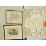 Framed H Jackson Print of Burslem & Longport, similar John Cart Framed Map of Derbyshire etc