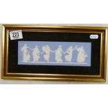 Wedgwood light blue jasperware dancing hours rectangular plaque mounted in gilt and felt frame dated