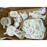 A mixed collection of items to include Wedgwood Wild Strawberry patterned teapot, sandwich plate,