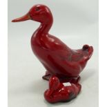 Royal Doulton Flambe Drake & Duckling, tallest 15cm(2)