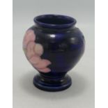 Moorcroft Pink Magnolia on Blue Ground Vase, height 9cm