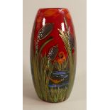 Anita Harris Dragonfly bullrush skittle vase. Height 17cm, gold signed to base