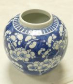 Chinese Blue & White Ginger Jar with Prunus Decoration, height 13cm