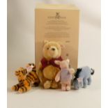 Boxed Steiff classic Pooh for 75th birthday together with Eeyore , Tigger and piglet (4)