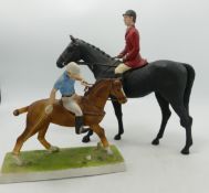 Resin Horse & Rider Figure of Prince Charles & Similar Polo theme item, largest 24cm(2)
