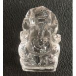 Caved Rock Crystal Clear Ganesh Figure, height 5cm
