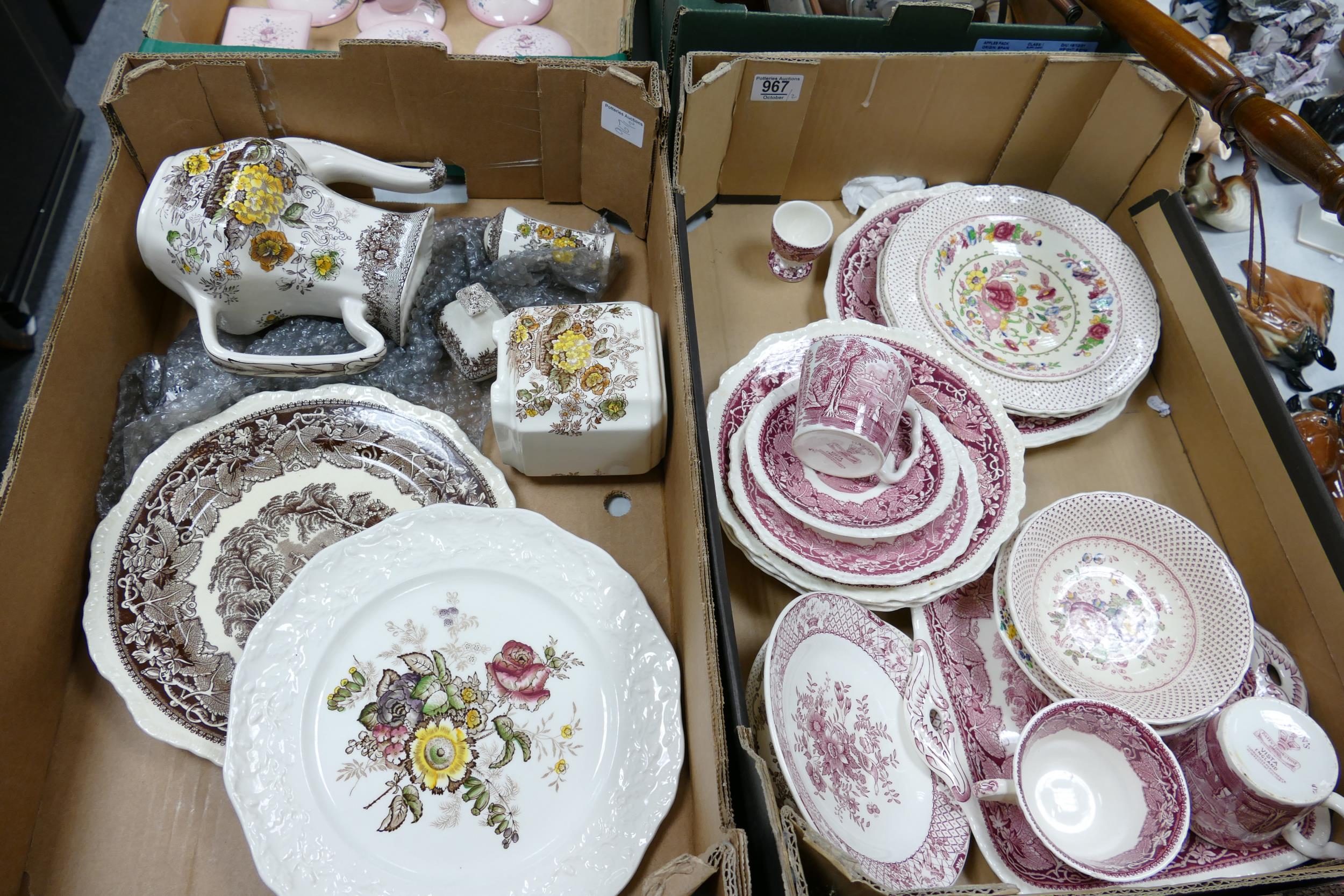 A mixed collection of Masons pottery items in Stratford, Friarswood & Ascot patterns(2 trays)