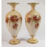 Pair of early Carlton Wilshaw & Robertson hand decorated vases. One vase has stem re glued.