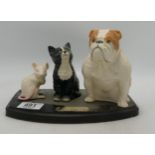 Beswick Solid Friendship English Bulldog, cat and mouse