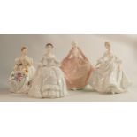 Royal Doulton lady figures Marilyn HN3002, Figure HN3222 and two Coalport figures Ladies of