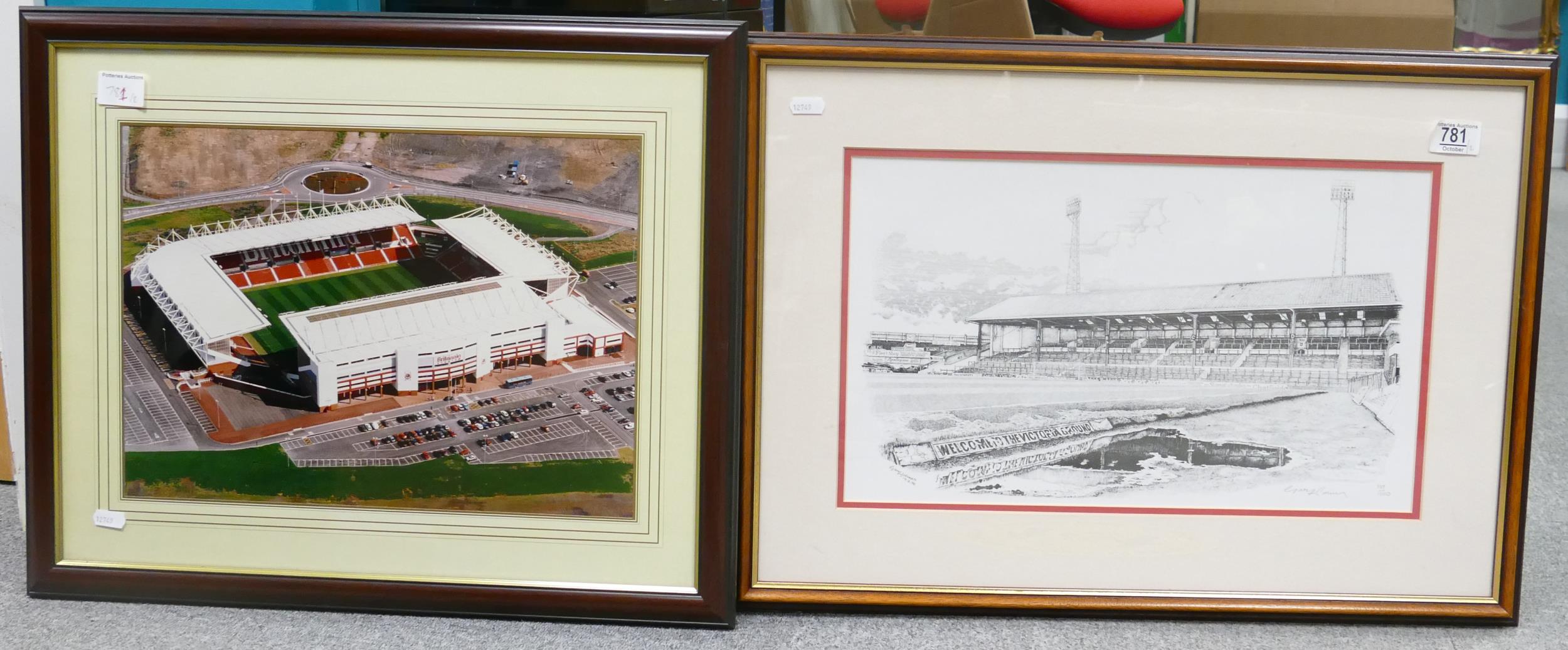 Two Framed Prints of the Stoke City Football Ground , Victoria & 365