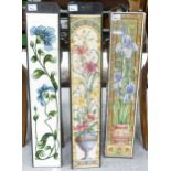 Shop Display Stand with four decorated fireside tiles together with similar item with cemented in