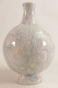 Studio Pottery Lampbase Vase with swirled blue decoration, height 26cm