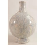 Studio Pottery Lampbase Vase with swirled blue decoration, height 26cm