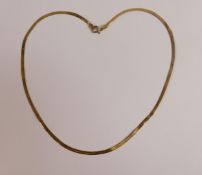 9ct gold flat link neck chain, weight 3.7g.