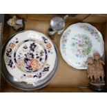 Collection of mixed items: including Silver plated gallery tray, pottery plates etc